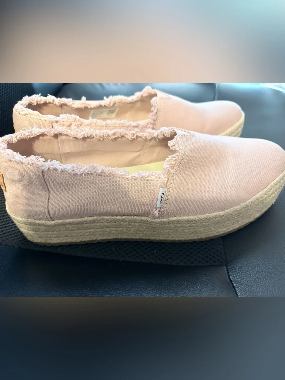 TOMS Valencia Pink Canvas Platform Espadrille Slip On Shoes